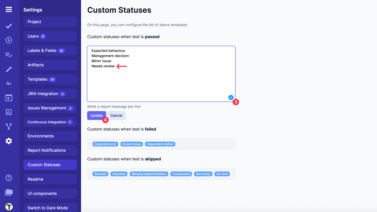 Update button